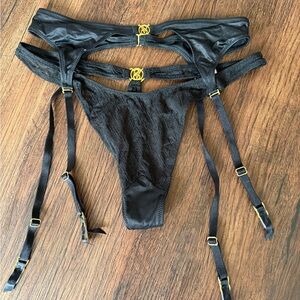 Victoria’s Secret Logo Lace Thong with Garter Panty